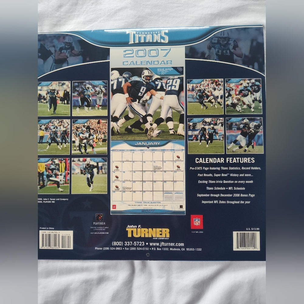Vtg. 2007 Tennessee Titans 12 Month Calendar.  12 X 12 - Picture 2 of 7